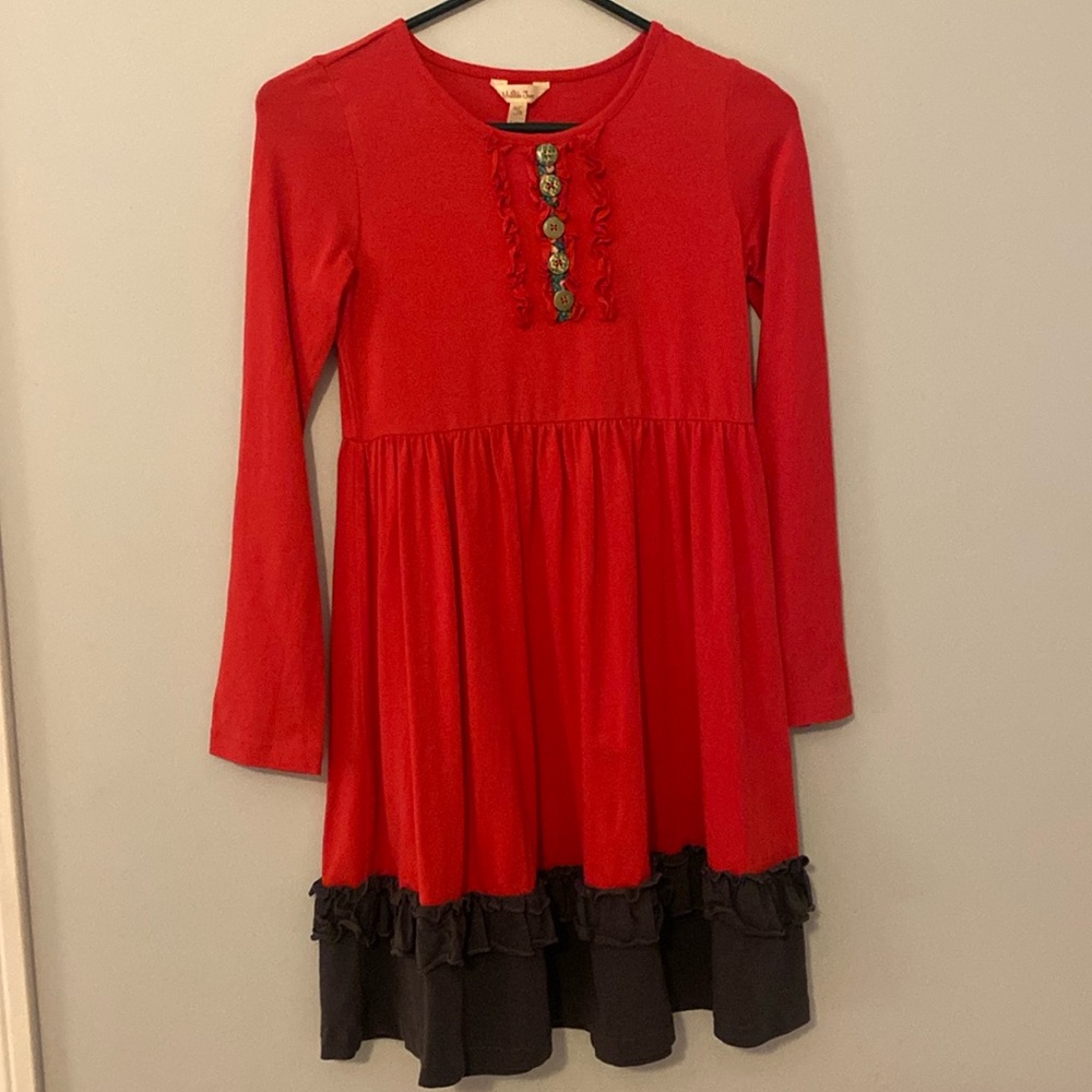 Matilda Jane red dress. Size 12. Ruffle and button details.